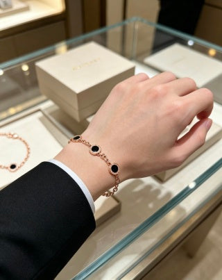 Bvlgari Rose Gold Black Gemstone Bracelet – Elegant Luxury Jewelry