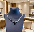Bvlgari Silver Black Accent Link Necklace – Elegant Luxury Jewelry
