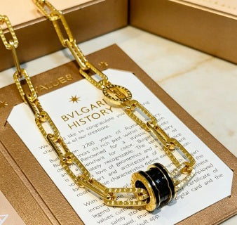 Bvlgari Tubogas Black & Gold Pendant Necklace – Iconic Luxury Collection