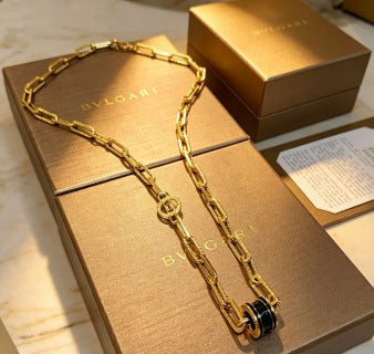 Bvlgari Tubogas Black & Gold Pendant Necklace – Iconic Luxury Collection