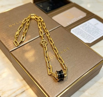 Bvlgari Tubogas Black & Gold Pendant Necklace – Iconic Luxury Collection