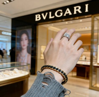 Bvlgari Black & Gold Signature Chain Bracelet – Bold Luxury Collection