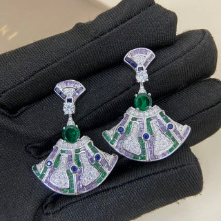 Bulgari New Gradient Colored Diamond Dress-Shaped Stud Earrings