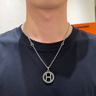 Hermès Circular H Emblem Pendant Necklace
