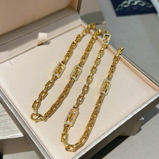 Bvlgari Gold Geometric Link Necklace – Elegant Luxury Jewelry