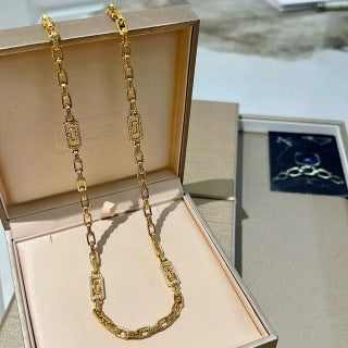 Bvlgari Gold Geometric Link Necklace – Elegant Luxury Jewelry