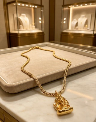 Bvlgari Gold Statement Pendant Chain Necklace – Elegant Luxury Jewelry