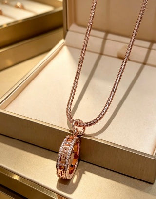 Bvlgari Rose Gold Circle Pendant Necklace – Elegant Luxury Jewelry