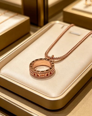 Bvlgari Rose Gold Circle Pendant Necklace – Elegant Luxury Jewelry