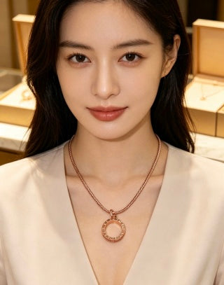 Bvlgari Rose Gold Circle Pendant Necklace – Elegant Luxury Jewelry