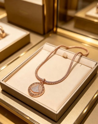 Bvlgari Rose Gold Medallion Pendant Necklace – Elegant Luxury Jewelry