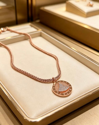 Bvlgari Rose Gold Medallion Pendant Necklace – Elegant Luxury Jewelry