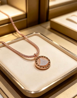 Bvlgari Rose Gold Medallion Pendant Necklace – Elegant Luxury Jewelry