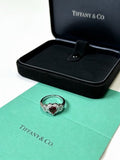 Tiffany Red Heart Gemstone Ring with Diamond Halo