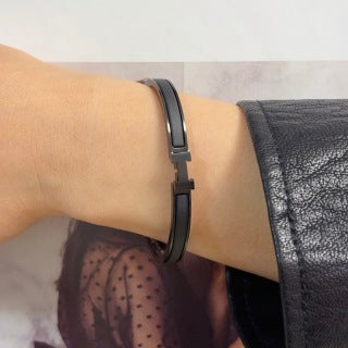 Hermès Shadow Black Slim Cuff Bracelet