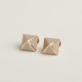 Hermès Rose Gold Geometric Pyramid Stud Earrings