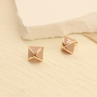 Hermès Rose Gold Geometric Pyramid Stud Earrings