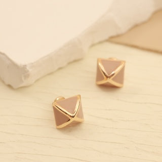 Hermès Rose Gold Geometric Pyramid Stud Earrings