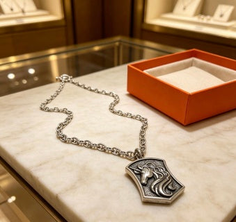Hermès Equestrian Shield Medallion Necklace