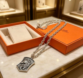 Hermès Equestrian Shield Medallion Necklace