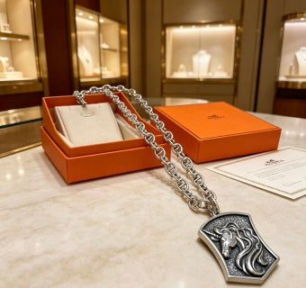 Hermès Equestrian Shield Medallion Necklace