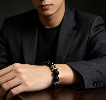 Hermès Obsidian Pearl Link Beaded Bracelet