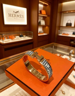 Hermès Lizard Leather Contrast Edge Bracelet