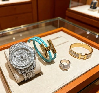 Hermès Aqua Braided Leather Double Wrap Bracelet