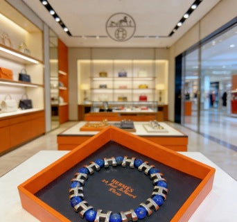 Hermès Azure Stone Beaded Link Bracelet