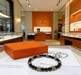 Hermès Obsidian Bead Signature Bracelet