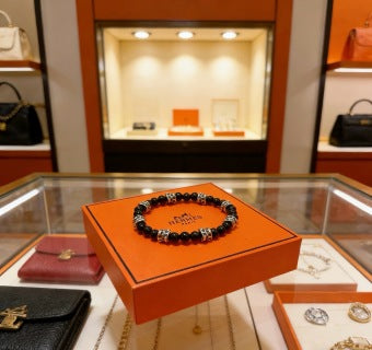 Hermès Obsidian Bead Signature Bracelet