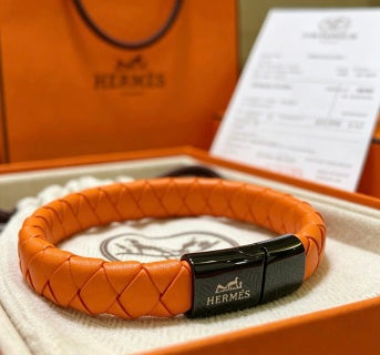 Hermès Woven Leather Signature Clasp Bracelet