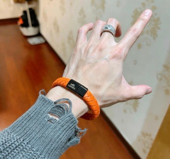 Hermès Woven Leather Signature Clasp Bracelet