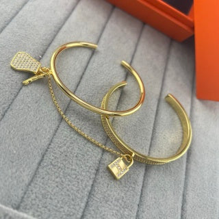 Hermès Pavé H Lock Open Bangle Bracelet
