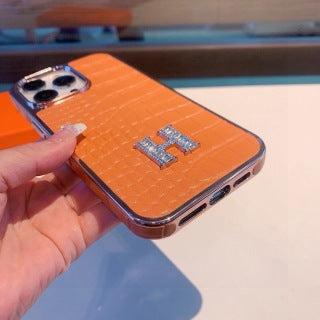 Hermès Crocodile Texture H Emblem Phone Case