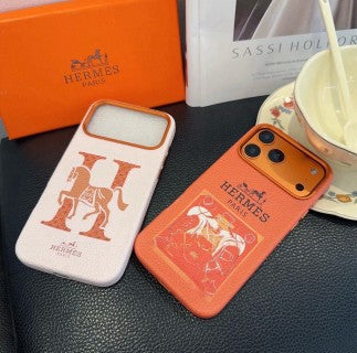 Hermès Heritage Print Leather Phone Case
