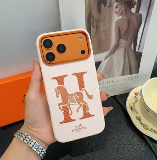 Hermès Heritage Print Leather Phone Case