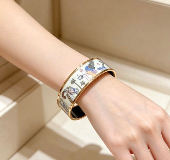 Hermès Enamel Heritage Wide Cuff Bracelet