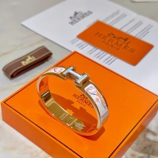 Hermès Blue Accent Clic H Leather Bracelet