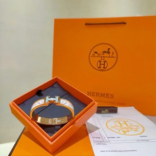 Hermès Blue Accent Clic H Leather Bracelet
