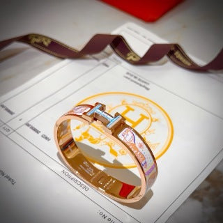 Hermès Blue Accent Clic H Leather Bracelet