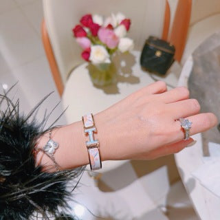 Hermès Blue Accent Clic H Leather Bracelet