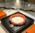 Hermès Coral Bead H Charm Bracelet