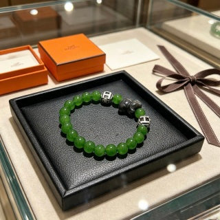 Hermès Emerald Bead H Accent Bracelet