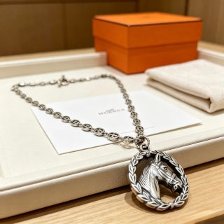 Hermès Equestrian Crest Medallion Necklace