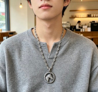 Hermès Equestrian Crest Medallion Necklace