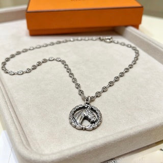 Hermès Equestrian Crest Medallion Necklace