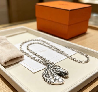 Hermès Equestrian Horse Head Pendant Necklace